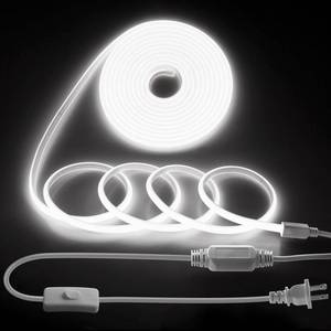 lot 20210 image: Samsion Outdoor COB LED Rope Lights Waterproof with Switch IP65 20FT6M AC110V-120V LED Strip Light Daylight White 6000K 1728LED6M Super Density Bright LED Tape Light Indoor for Garden Decor