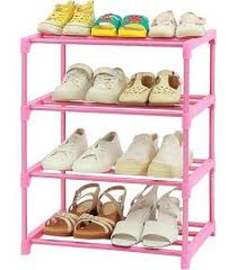 lot 1293 image: Three tier freestanding shoe rack pink