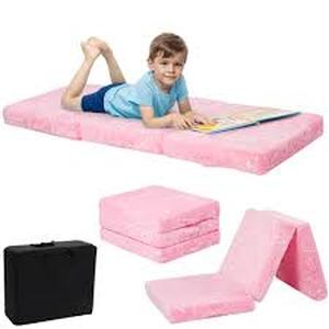 lot 1296 image: Foldable bed frame for floor pink
