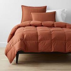 lot 13218 image: Oeko Tex Queen Size Polyester Fiber Batting Comforter Warm Brown 90 x 90 In.