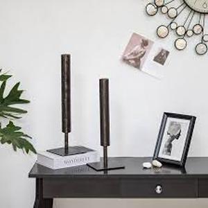 lot 13221 image: Sziqiqi Black Metal Vase Set 15.513.8in TallShort Rectangular Vases 2 Pcs Modern Home Decor for Living Room