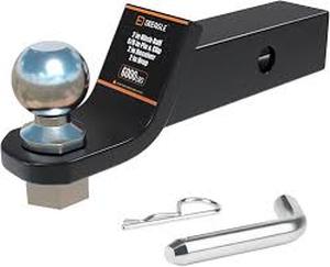lot 18409 image: 2 Inch Hitch Ball with 58 Inch Pin and Clip 6000 LBS Capacity