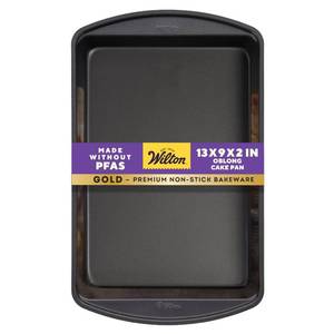 lot 2409 image: Wilton Gold Non-Stick 13 x 9 Inch Oblong Baking or Roasting Pan, Cold-Rolled Steel Bakeware, Made without PFAS, Packaging May Vary