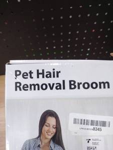 lot 2413 image: Pet Hair Removal Broom with Squeegee and Telescopic Handle