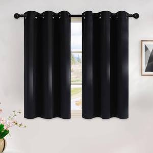 lot 2427 image: NICETOWN Blackout Curtains 45 Inches Long Kitchen Drapes, Black Solid Thermal Insulated Grommet Blackout Drapery Panels for Window (2 Panels, 42 Inch Wide by 45 Inch Long, Black)