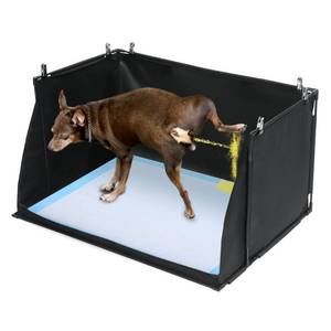 lot 3854 image: HOMBYS Dog Pee Pad Holder with High Walls, No-Spill Indoor Potty for Large Dogs, Foldable Puppy Litter Box, Patent Pending (33.8 L x 28in W x 17.7in H)in
