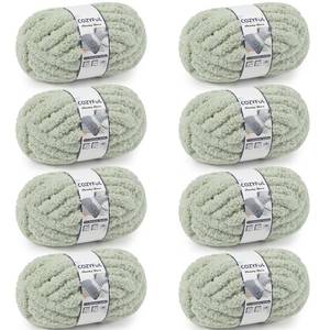 lot 3862 image: Cozyful Chunky Yarn for Hand Knitting - #10 Chunky Chenille Yarn, Jumbo Big Thick Chunky Yarns for Crocheting, Super Bulky Chunky Knit Blanket Yarns, 8 Skein (25 yds 8 oz Each Skein), Sage Green