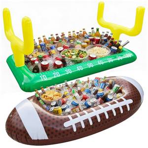lot 4439 image: Inflatable Football Stadium Cooler Set, 2-Piece Football Ice Buffet Serving Bar for Food and Drinks, Tailgate Party Supplies for Game Day, BBQ, Sports Events