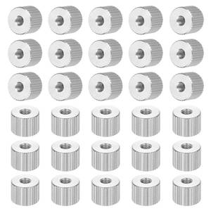 lot 4468 image: PATIKIL M3 Knurled Thumb Nuts, 30pcs 304 Stainless Steel Female Thread Type Flat Head Through Hole Round Hand Tighten Knob Fasteners Screw Cap Adjust Lock Position, D8mm x H6mm