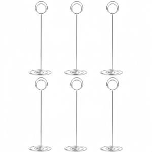 lot 4472 image: 10 Pack 8.75 inch Tall Table Number Holders Place Card Holder Table Picture Holder Wire Photo Holder Clips Picture Memo Note Photo Stand (Silver)