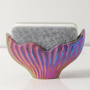 lot 4486 image: Uiddo Sponge Holder for Kitchen Sink, Ceramic Dish Sponge Holder with Fishtail Design, Sink Caddy Organizer for Countertop, Farmhouse Kitchen Decor, Compact Counter Dish Caddy (Rainbow)