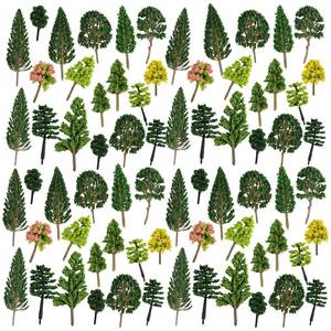 lot 9069 image: BUWUSMU 70 Pieces Mixed Model Trees - Ranging from 1.2 to 6.3 Inches, Ideal for Train Scenery, Architecture Models, DIY Crafts, Building Models, and Scenery Landscapes, Natural Green Color
