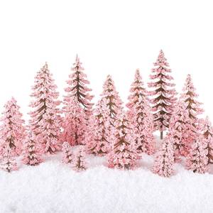 lot 9071 image: Skylety 35 Pieces Model Trees 6.3-1.2 Inch Mixed Miniature Trees Diorama Supplies Fake Plants Train Scenery Landscape Christmas Village Architecture DIY Crafts(Pink,Cedar)