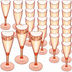 lot 2417 image: FillTouch 24 Pcs Heart Shaped Champagne Flutes Wedding Plastic Goblet Cups 4.4oz Disposable Toasting Glasses Wine Cups for Galentine Bachelorette Wedding Bridal Shower Party(Clear,Rose Gold)