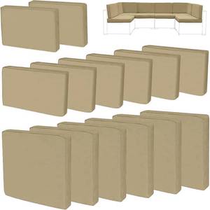 lot 9085 image: FKSLIFE 14Pieces Patio Cushion Covers Replacement Outdoor Couch Cushions Covers Splashproof Sofa Slipcovers Set with Zippers,Patio Furniture Protector Cover Only(Brown,25253.15 inches)