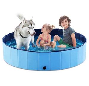 lot 9087 image: Jasonwell Foldable Dog Pet Bath Pool Collapsible Dog Pet Pool Bathing Tub Kiddie Pool Doggie Wading Pool for Puppy Small Medium Large Dogs Cats and Kids 55.1 Bluein