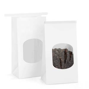 lot 2426 image: BagDream Small Bakery Bags with Window 100Pcs 3.54x2.36x6.7 Inches Tin Tie Tab Lock Kraft White Window Paper Bags for Coffee Bean, Cookies, Treat, Snack