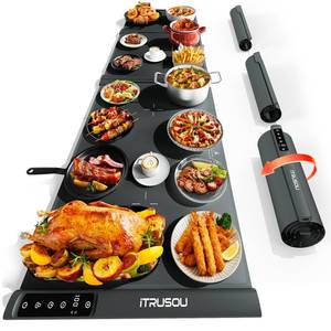 lot 3845 image: Expandable Food Warming Mat � iTRUSOU 54x16in Warming Mat for Food with 7 Temp Settings, Switchable, 99H Timer, Child Lock, Custom Sizes Food Warmer Chafing Dishes for Buffet Partiesin