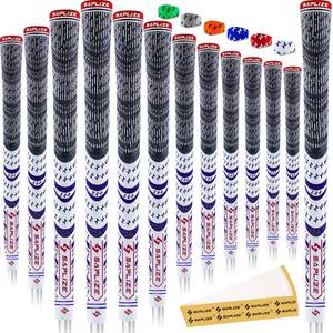 lot 9099 image: SAPLIZE Cross Cord Golf Grips Set of 13 Grips with Tape or Full Regripping Kit, StdMidJumbo, Low Taper Design, Multi-compound Hybrid, Anti-Slip Golf Club Grips, CL03 Series, Oversize, White