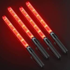 lot 3853 image: RoadHero 4 Pack Traffic Wand, 21 Inch Led Traffic Control Wands with 2 Flashing Modes, Safety Light Baton with Side Clip for Airport, Parking, Car Directing