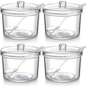 lot 4434 image: Patelai 4 Pieces Sugar Bowl Acrylic Clear Sugar Bowl with Lid and Salt Spoon Storage Jar with Airtight Lid for Salt, Tea, Spices, Herbs, Condiments(7.1 oz)