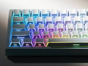 lot 10044 image: Womier PBT Shine Through Keycaps Manga White, OEM Profile Side Printed Custom Key caps 60 65 75 100 Percent Keyboard Keycap Set Suitable for MX Switches Mechanical Keyboard