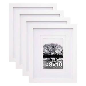 lot 4446 image: Egofine 8x10 Picture Frames Set of 4, Made of Solid Wood Covered by Plexiglass 4x6 and 5x7 with Mat or 8x10 without Mat, for Table Top Display and Wall Mounting Photo Frame White ONLY ONE IN THE BOX