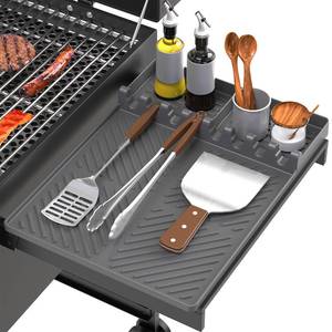 lot 10054 image: Silicone Grill Mat Compatible with Blackstone, Silicone Griddle Tools Mat with Drip Pad, Spatula Mat for Outdoor Grill Kitchen Counter (Grey)