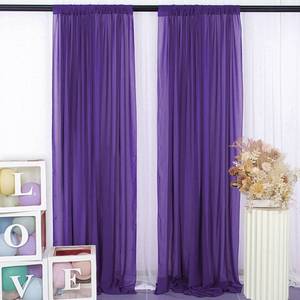 lot 10080 image: DUOBAO Purple Chiffon Backdrop Curtain Voile Drapes 96 Inches Long Sheer Curtains 2 Panels 29ftftx96ftft Polyester Fabric Drape for Wedding Party Backdrops Arch