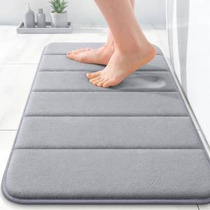 lot 10088 image: OLANLY Memory Foam Bath Mat 24x16, Super Soft Absorbent Bathroom Rugs, Quick Dry, Machine Washable Shower Floor Rugs, Bathmat Carpet, Bathroom Home Decor Accessories, Grey