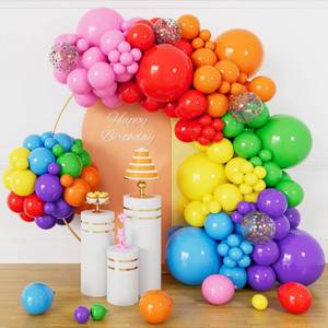 lot 10095 image: 162 Pcs Colorful Rainbow Balloons Arch Kit, Diffrent Size Rainbow Balloon Garland, Globos De Colores for Party Decoration Birthday Party Supplies.