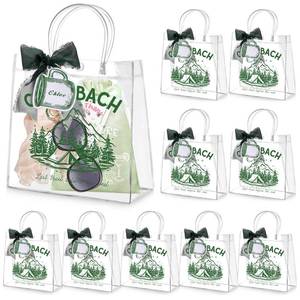 lot 10101 image: Kolldenn 10 Pcs Bachelorette Party Decorations Gift Bags with Handle, Camp Bach Clear Bags with 10 Pcs Tags Labels, 7.87 x 7.87 x 3.15 Plastic Clear Reusable PVC for Bridesmaid