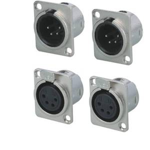lot 10104 image: Lagogia 4 Pin XLR Male  Female Socket Metal Panel Mount Chassis Microphone Audio Jack D-Type Connector Adapter, Pack of 4