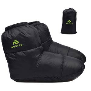 lot 10106 image: AUDIFU Down Booties Warm Socks Ultralight Sleeping Sock for Camping, Backpacking - Camp Sleeping Bag Tent Down Foot Warmer for Men and Women (Black, Small)