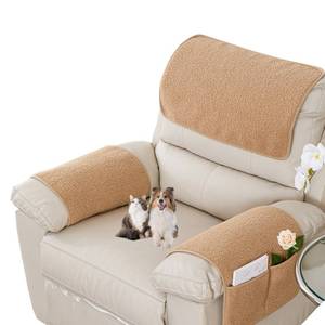 lot 10115 image: Obliqwin Armrest Covers - Arm Chair Covers Set of 3 Recliner Chair Covers, with Pockets Stretch Arm Rest Cover Non-Slip Armchair Protector Cover for Tv Armchair Chair Sofa,Washable (Camel 22.5x15 in)