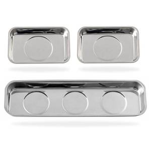 lot 10132 image: Rechabite 3 Pieces Magnetic Trays Set Stainless Steel Magnet Tool Tray Parts Holder for Screws, Sockets, Bolts, Pins, Mechanicfts and Automotive