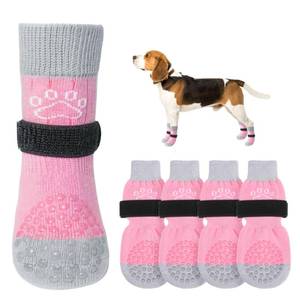 lot 10134 image: SCENEREAL Dog Socks to Prevent Licking Paws for HotCold Pavement Anti Slip, Dog Shoes for Hardwood Floors, Dog Boots and Paw Protectors with Grippers for Small Medium Large Senior Dogs, Pink S