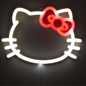 lot 10135 image: Hello Kitty LED Neon Wall Light,Figural Light-Up Wall Hanging Dcor,Battery Operated,10 W x 7in H,Cute Night Light for Kids Bedroomsin