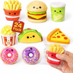 lot 10143 image: 4Efts Novelty 24 Pack Fast Food Squishy Toys for Kids Bulk Slow Rising Individually Wrapped Small 1.5-2.25 Squishies, Easter Egg Filler Stuffers Gift Birthday Party Favorin