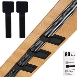 lot 10164 image: 80PCS Hook and Loop Cable Straps, Cable Management Under Desk, Self Adhesive Cable Ties, Reusable Wire Organizers for Cords, Adjustable Cord Organizers for Desk, Home Office Essentials, Black