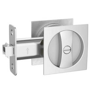 lot 10182 image: Haidms Brushed Nickel Pocket Door Hardware, Square Pocket Door Lock, Zinc Alloy Pocket Door Handles, Square Locks for Pocket Doors 1 Pack