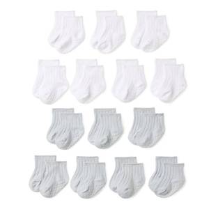lot 10186 image: Amazon Essentials Unisex Babiesft Non Slip Grip Ribbed Ankle Socks, 14 Pairs, WhiteGrey, 0-6 Months