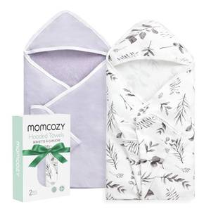 lot 10189 image: Momcozy Baby Hooded Towel-Made from Cotton, Suitable for Newborn Shower Gifts, (Pack of 1), 28 X 28 Inch, Ink Wash Leaves