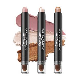 lot 10190 image: Creaglam Eyeshadow Stick 3Pcs Set, Waterproof and Crease-Proof, Easy Blendable Makeup Pencil for Beginners, Color Includes Matte Dusty Pink and Shimmer Peach and Fenugreek, 1.9g Each Stick
