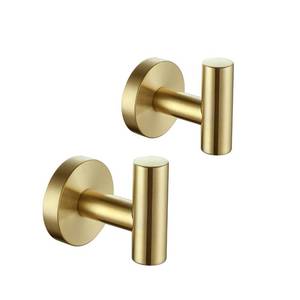 lot 10199 image: Miyili Gold Towel Hook SUS 304 Stainless Steel CoatRobe Clothes Hook for Bath Kitchen Garage Wall Mounted 2 Pack, B01G2