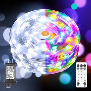 lot 11821 image: Soiarllt Outdoor Christmas Lights, 206FT 600LED Color Changing String Lights, Waterproof, 11 Modes, Timing, for Backyard, Garden, Party - Cool White to Multicolor
