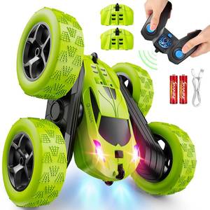lot 11833 image: QUNREDA Remote Control Car for Kids Ages 6, RC Cars Stunt Car Toy 4WD Double Sided 360° Rotating Remote Control with Headlights, Birthday Xmas Gifts for Boys 6 7 8 9 10 11 12 Green