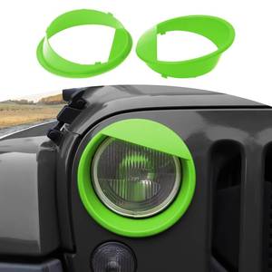 lot 11844 image: JOSHELA for Jeep JK Angry Eyes Headlight Cover Trim Fit for Jeep Wrangler JK JKU 2007-2017 Green Exterior Accessories 2pcs