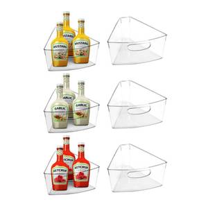 lot 11849 image: URALFA Lazy Susan Organizer Bins, Corner Cabinet Clear Turntable Organizer, Plastic Corner Kitchen Storage Bins for 26- 28in Diameter Corner Cabinet Lazy Susan, 18 Wedge-BPA Free, 6 Packin