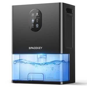 lot 11850 image: Dehumidifier, 106 OZ Water Tank (1000 sq.ft) Dehumidifiers for Home, Quiet Dehumidifier for Bathroom Bedroom Basement RV with Timer Setting, Auto Shut Off, 7 Colors LED Light, Sleep Modes, Black(Turns On)